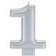 Silver Number 1 Birthday Candle